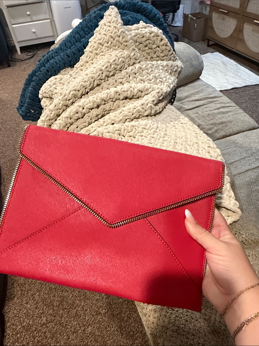 Rebecca Minkoff Red Envelope Zip-Trim Clutch